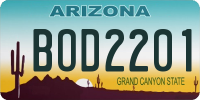 AZ license plate BOD2201