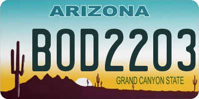 AZ license plate BOD2203