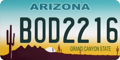 AZ license plate BOD2216
