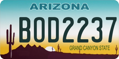 AZ license plate BOD2237
