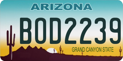 AZ license plate BOD2239