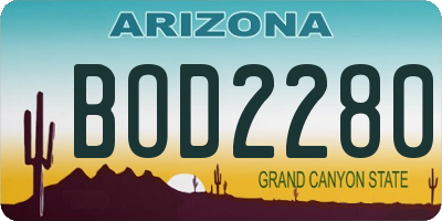 AZ license plate BOD2280