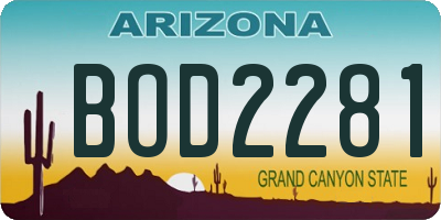AZ license plate BOD2281