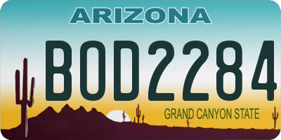 AZ license plate BOD2284