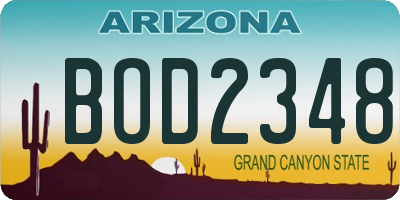 AZ license plate BOD2348
