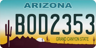 AZ license plate BOD2353