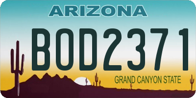 AZ license plate BOD2371
