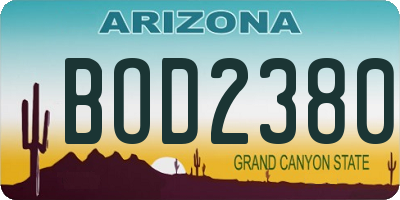 AZ license plate BOD2380