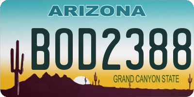 AZ license plate BOD2388