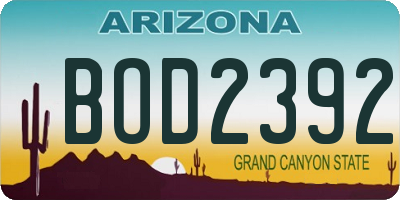 AZ license plate BOD2392