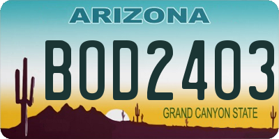 AZ license plate BOD2403