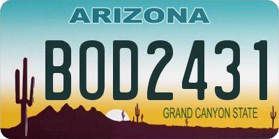 AZ license plate BOD2431
