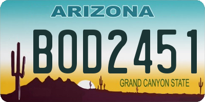 AZ license plate BOD2451