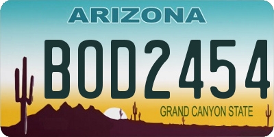 AZ license plate BOD2454