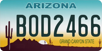 AZ license plate BOD2466