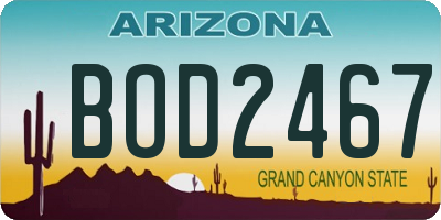 AZ license plate BOD2467