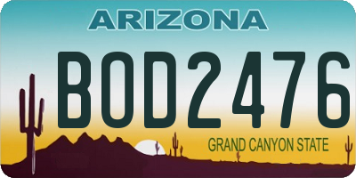 AZ license plate BOD2476
