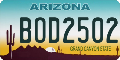 AZ license plate BOD2502