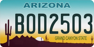 AZ license plate BOD2503