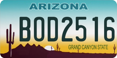AZ license plate BOD2516