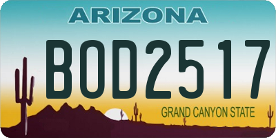 AZ license plate BOD2517