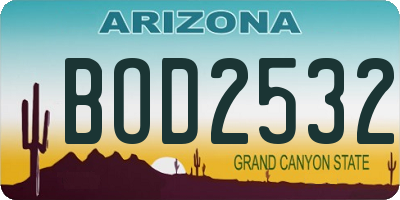 AZ license plate BOD2532