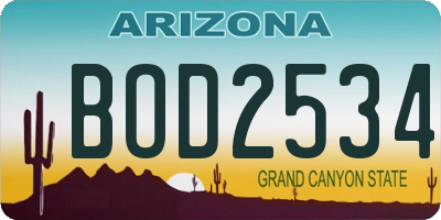 AZ license plate BOD2534