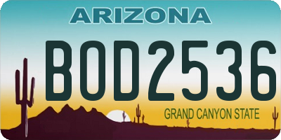 AZ license plate BOD2536