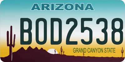 AZ license plate BOD2538