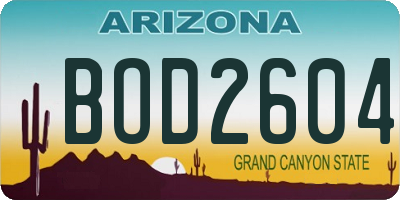AZ license plate BOD2604