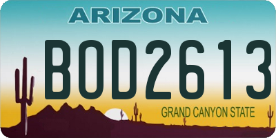 AZ license plate BOD2613