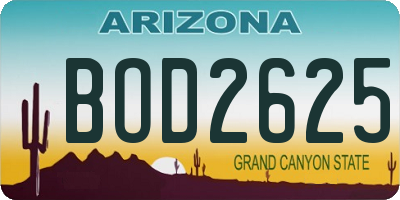 AZ license plate BOD2625