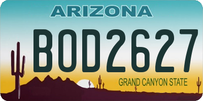 AZ license plate BOD2627
