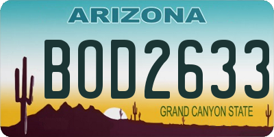 AZ license plate BOD2633