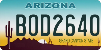 AZ license plate BOD2640