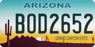AZ license plate BOD2652