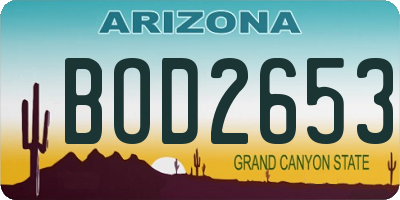 AZ license plate BOD2653