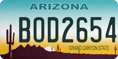 AZ license plate BOD2654
