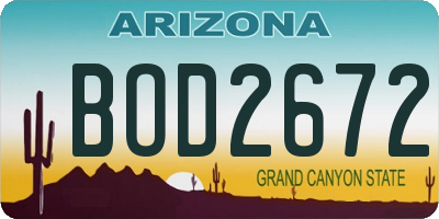 AZ license plate BOD2672