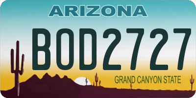 AZ license plate BOD2727