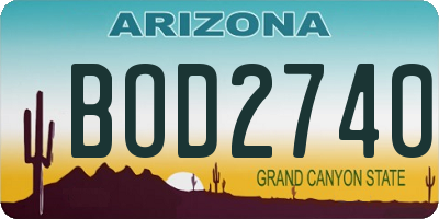 AZ license plate BOD2740