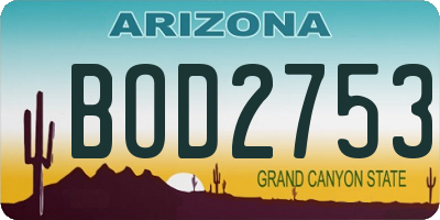 AZ license plate BOD2753