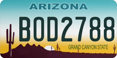 AZ license plate BOD2788