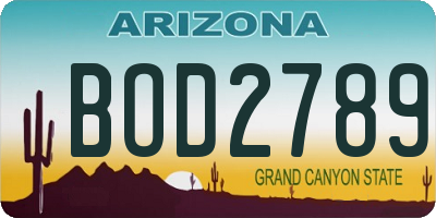 AZ license plate BOD2789