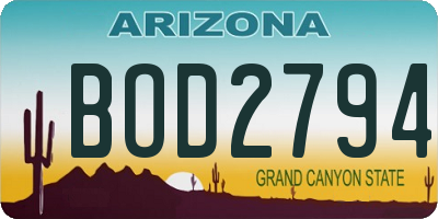 AZ license plate BOD2794