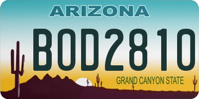 AZ license plate BOD2810