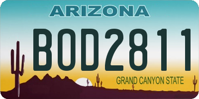 AZ license plate BOD2811