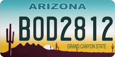 AZ license plate BOD2812