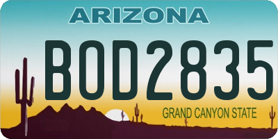 AZ license plate BOD2835