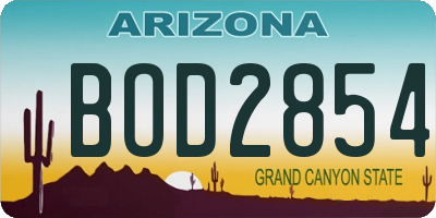 AZ license plate BOD2854